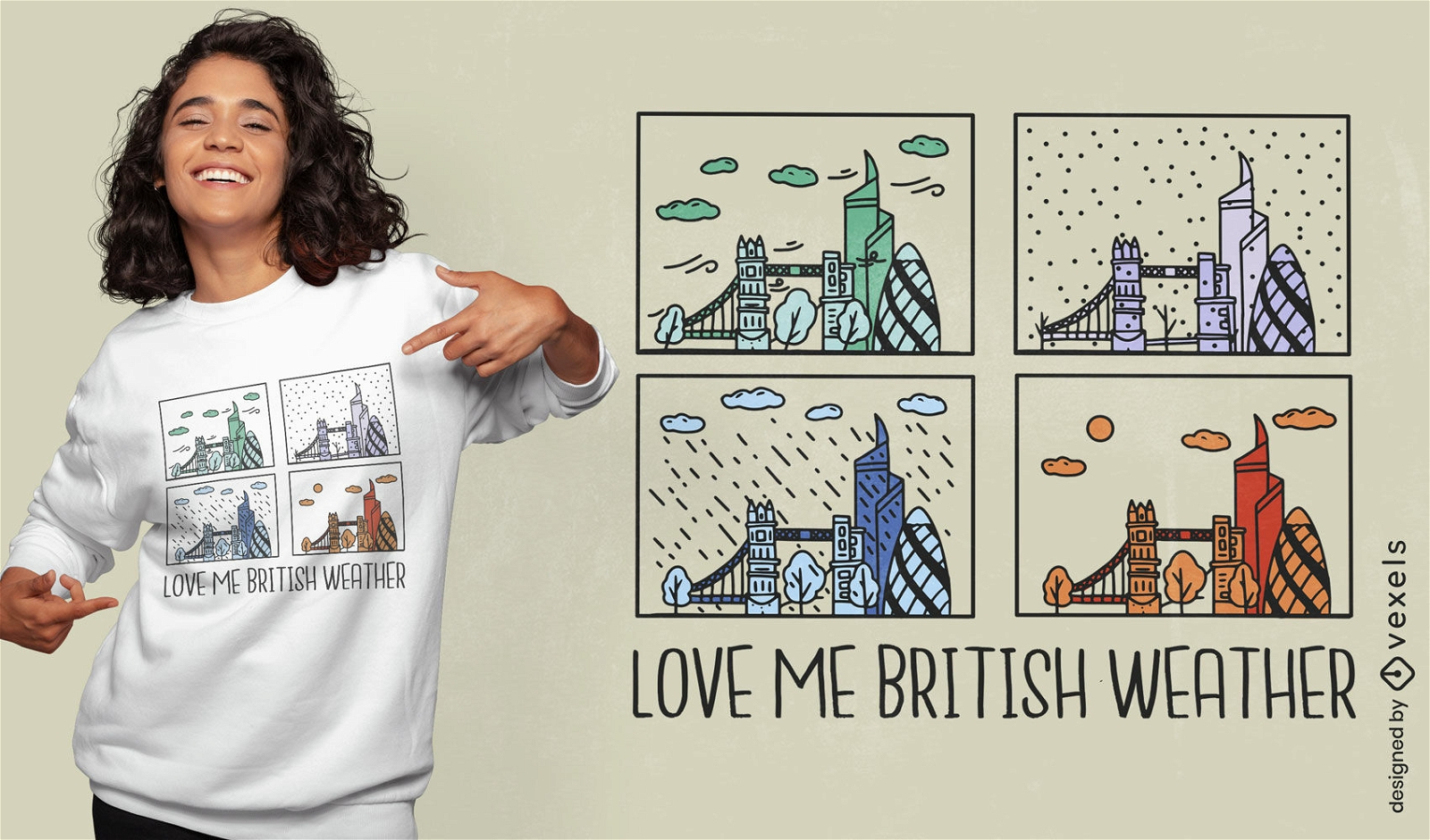 Design de t-shirt da natureza das estações britânicas