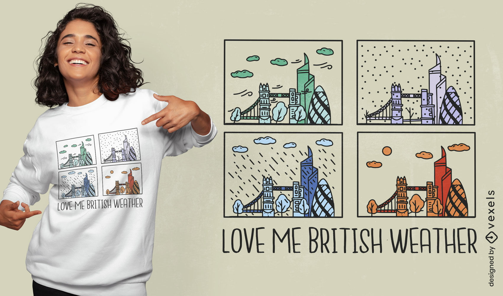 Diseño de camiseta de la naturaleza de las estaciones británicas.