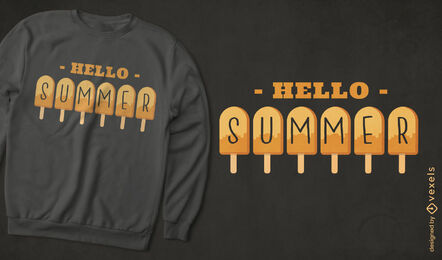 Hallo Sommer-Eis am Stiel-Zitat-T-Shirt-Design