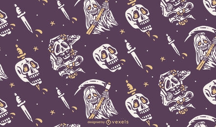 Halloween skulls and skeletons pattern design