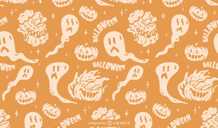 Halloween ghosts and pumpkins pattern design
