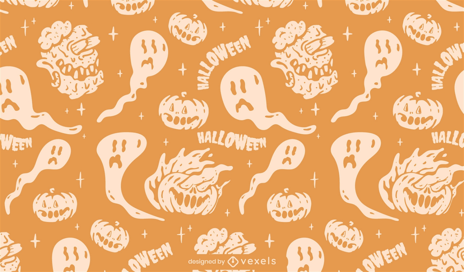Diseño de patrones de fantasmas y calabazas de Halloween