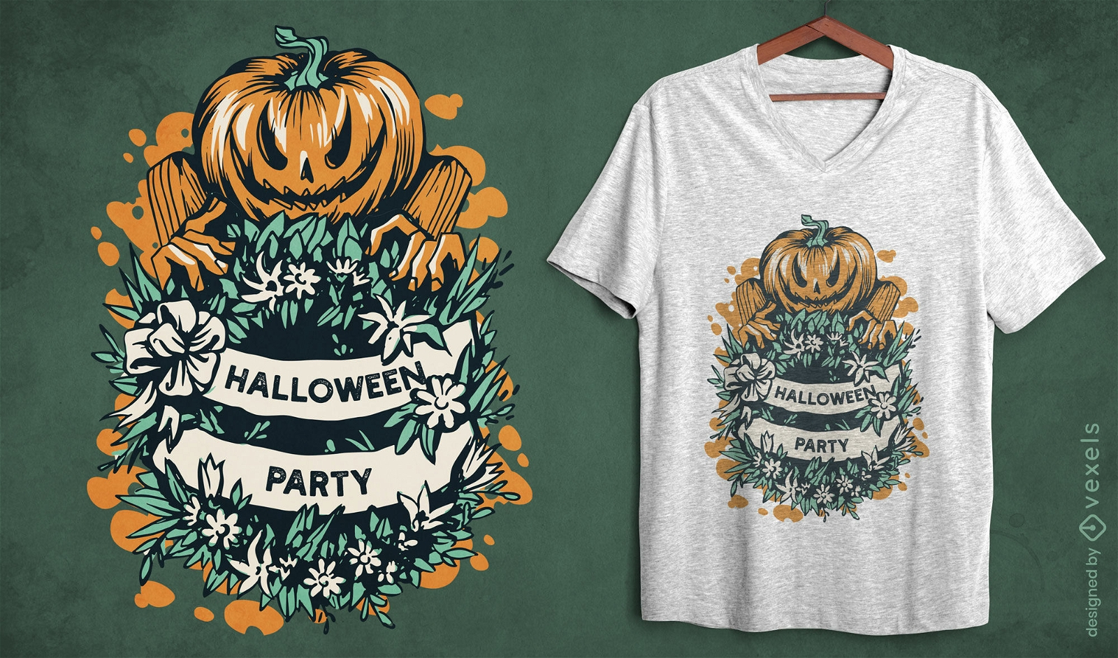 Design de camiseta de ab?bora de festa de Halloween