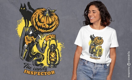 Süßigkeitsinspektor gruseliger Halloween-Kürbis-T - Shirtentwurf