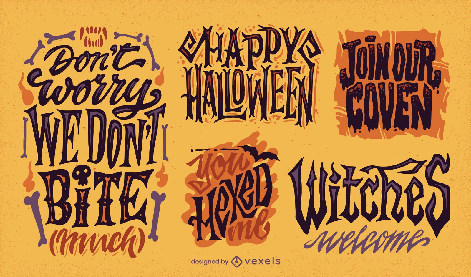 Conjunto de letras de distintivo engraçado de Halloween