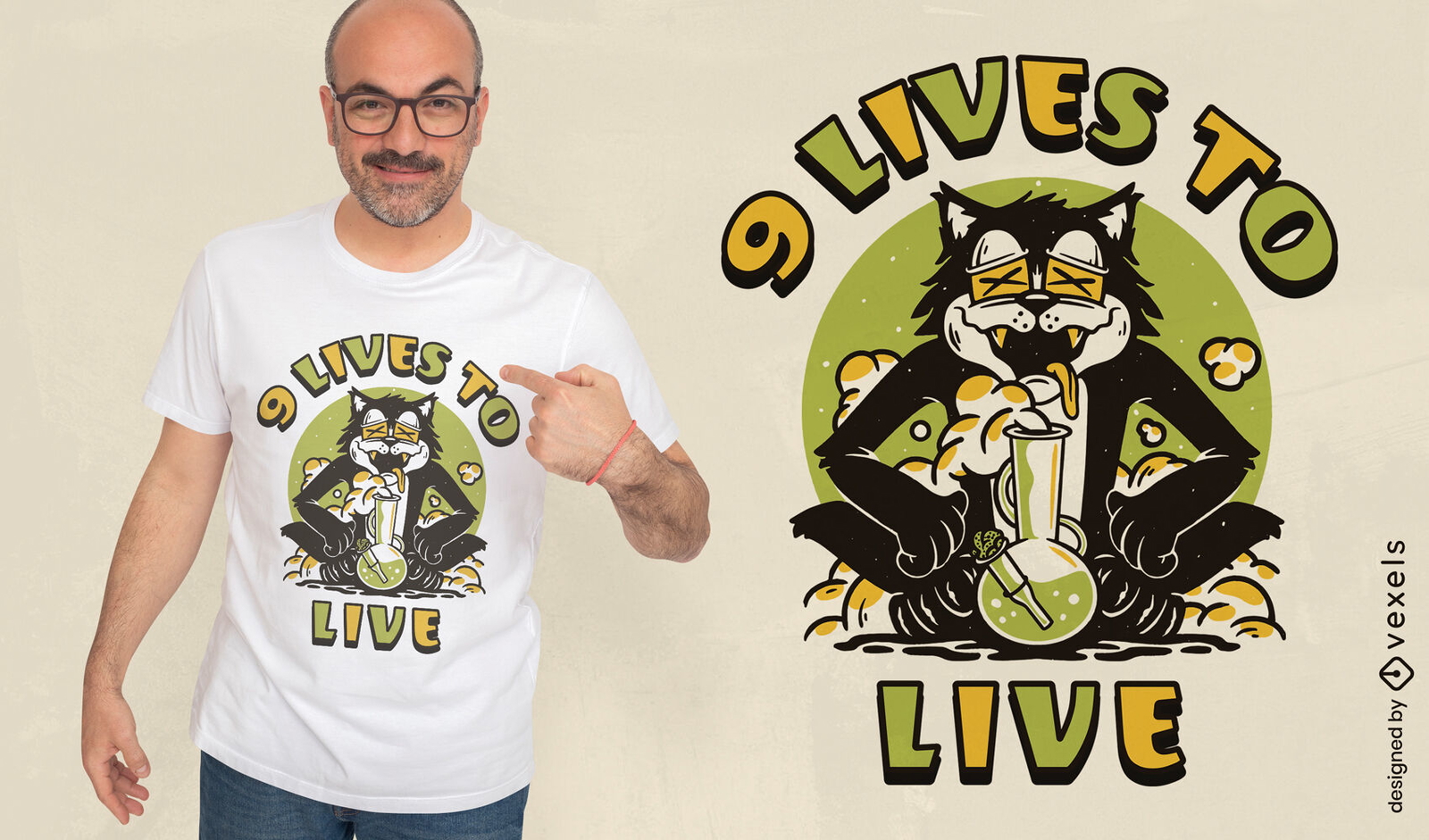 Diseño de camiseta de dibujos animados de gato fumeta