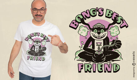 Unkraut-Bong-Katzen-Cartoon-T-Shirt-Design