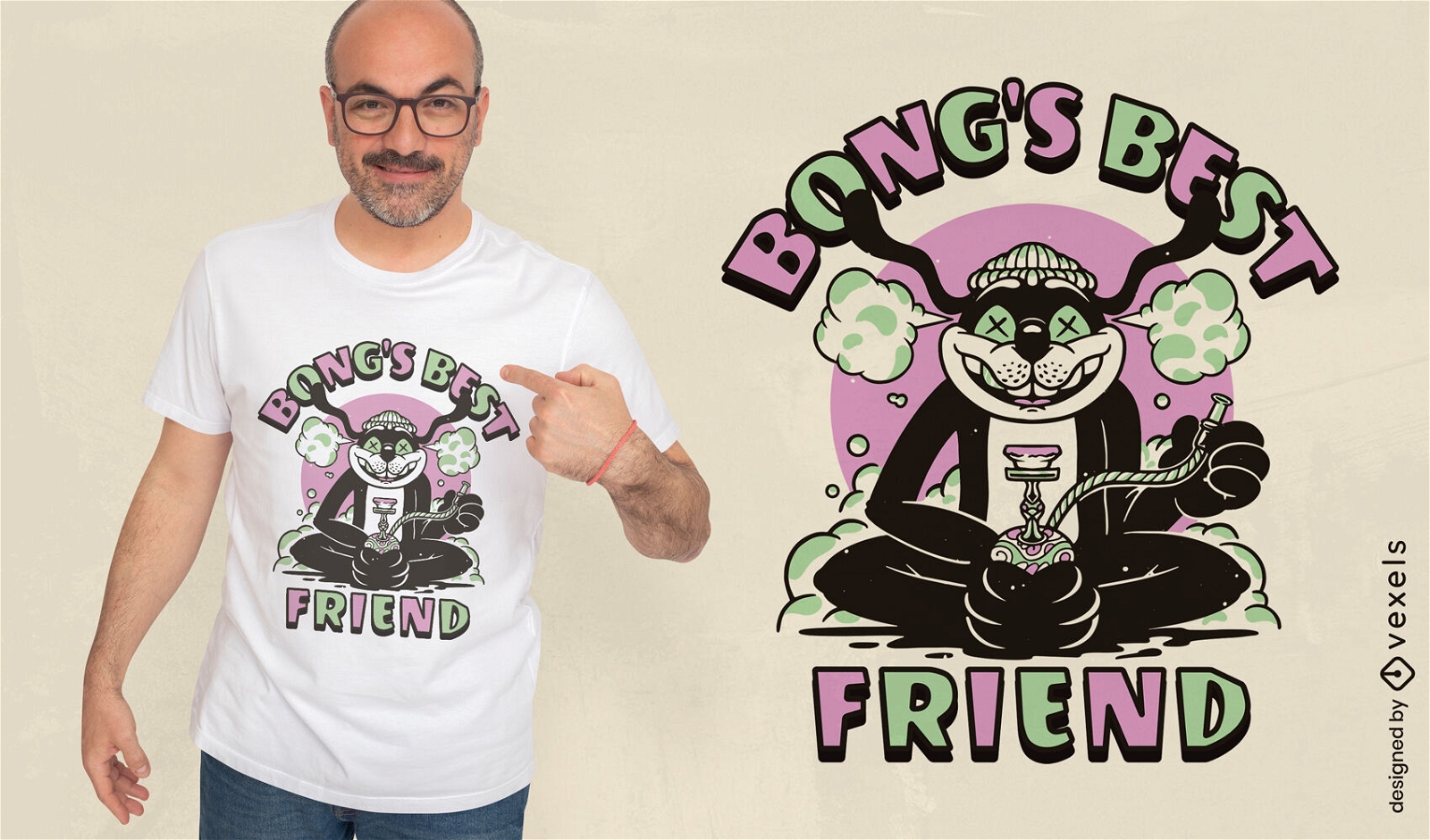 Weed bong cat cartoon t-shirt design