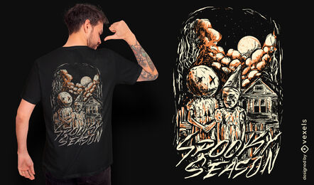 Design de camiseta de Halloween de terror assustador de temporada