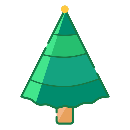 Christmas tree with a yellow ball at the top    PNG Design