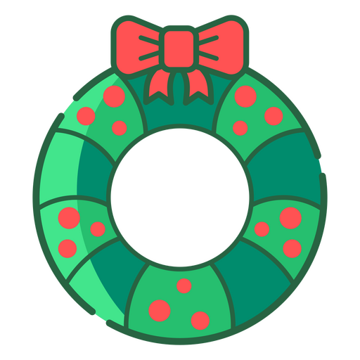Christmas wreath with a red ribbon bow PNG Design