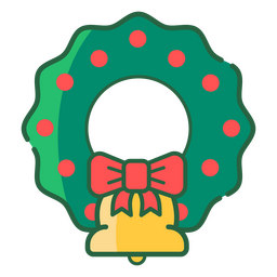 Christmas wreath with a yellow bell PNG Design