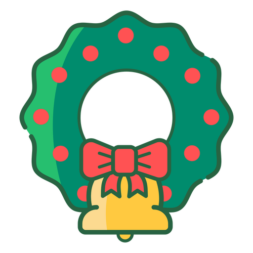Weihnachtskranz mit einer gelben Glocke PNG-Design