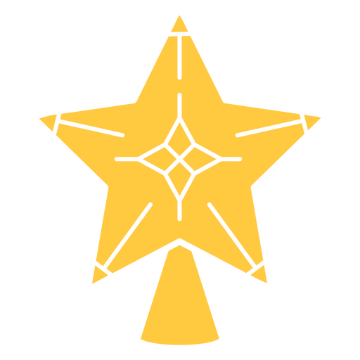 Yellow star to put on top of Christmas tree PNG Design