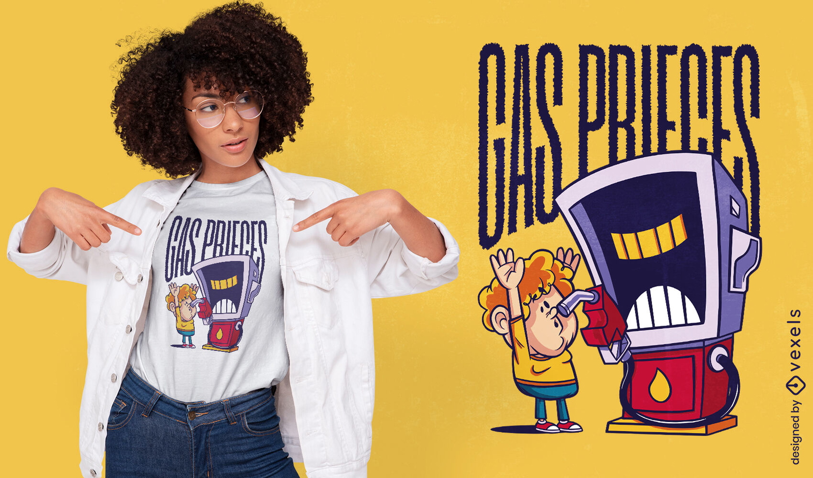 Diseño divertido de camiseta de dibujos animados de bomba de gas