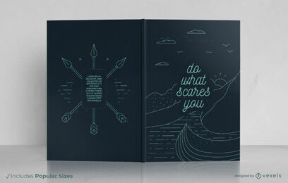 Design de capa de livro de arte de linha de viagem de aventura