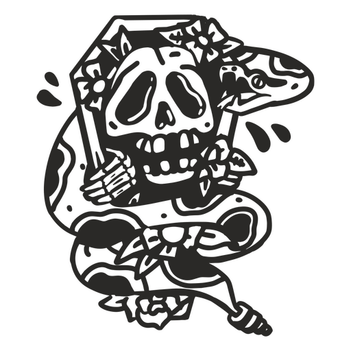 Grim reaper surrounded by a rattlesnake PNG Design