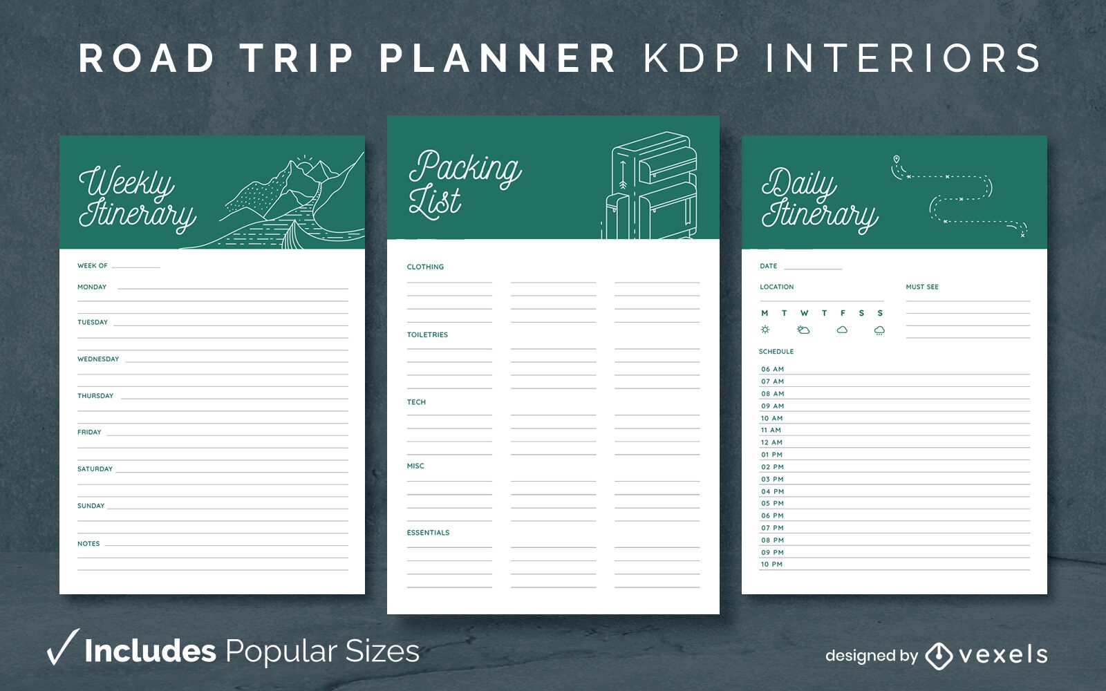 Modelo de design de diário de viagem KDP