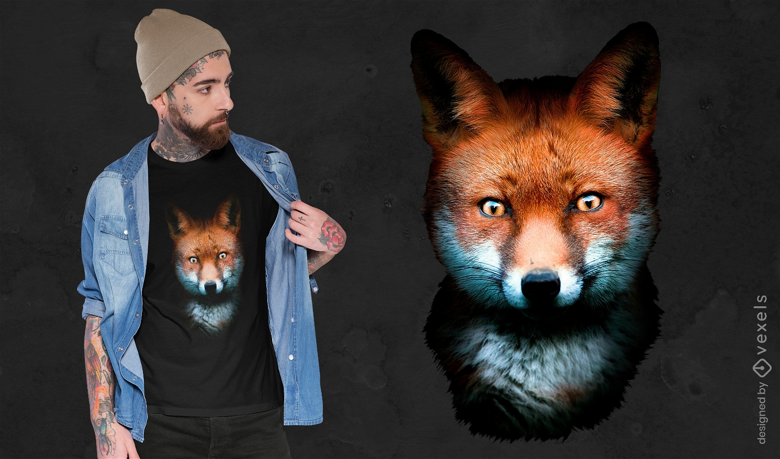 Red fox realistic t-shirt design