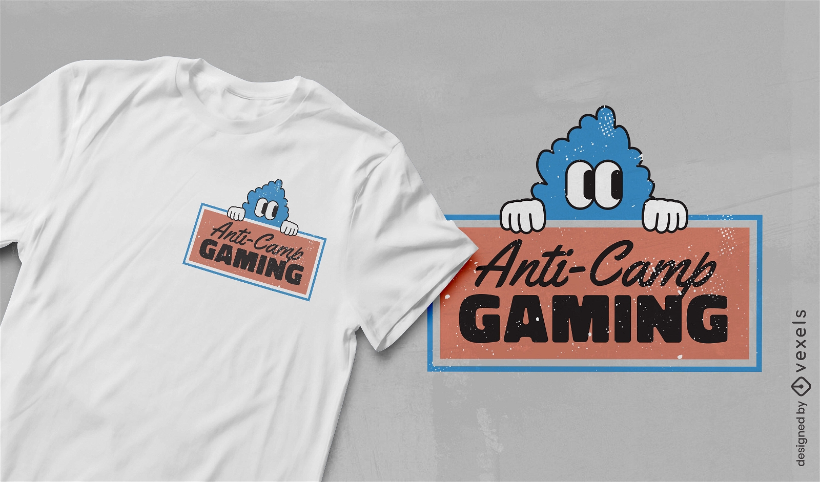 Anti-camp gaming retro cartoon t-shirt design