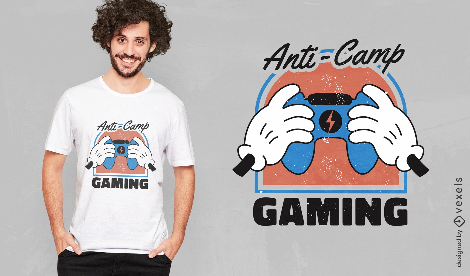 Design de camiseta de desenho retrô de controlador de jogo