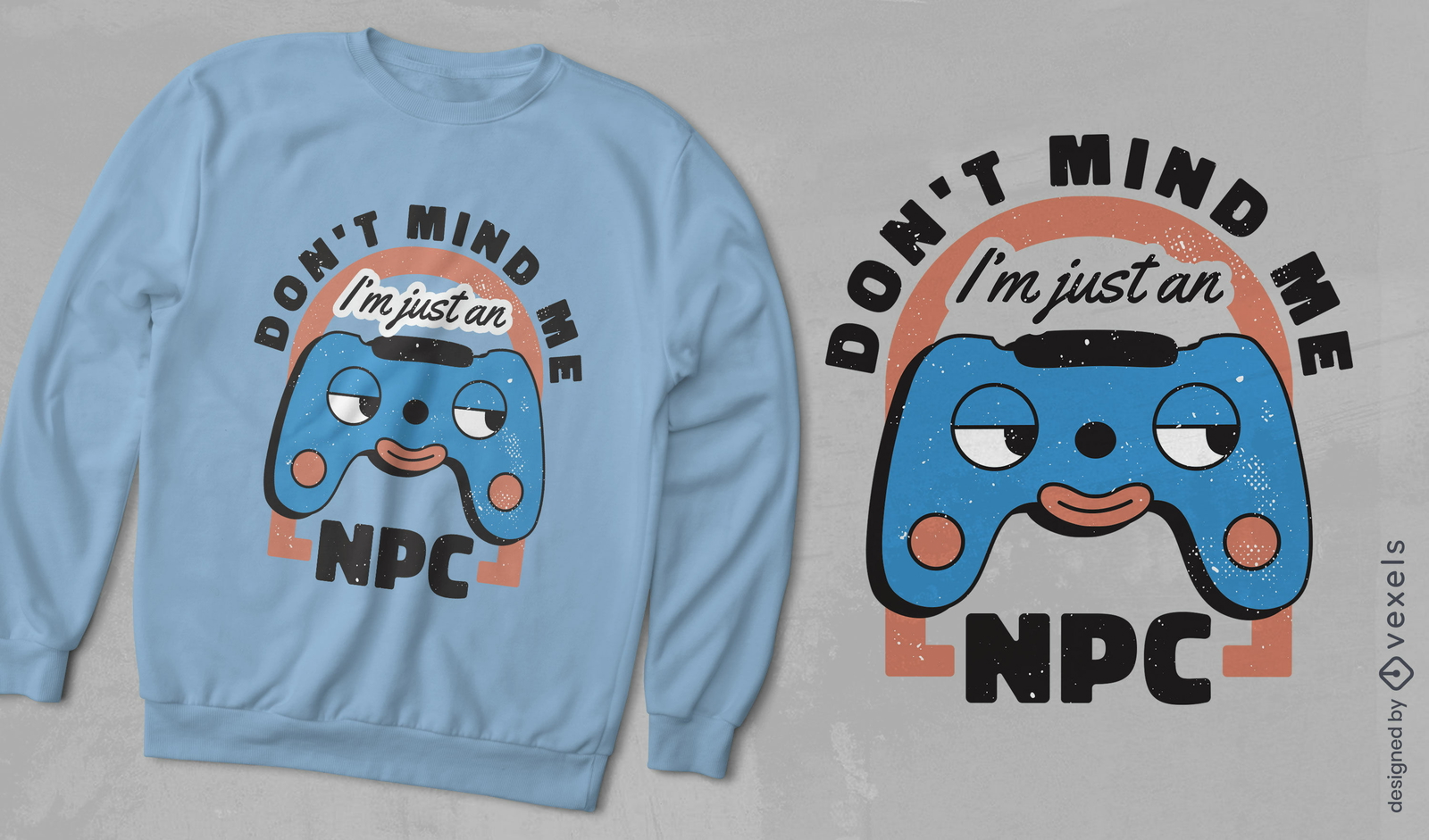 Design de camiseta de desenho retrô de NPC para jogos