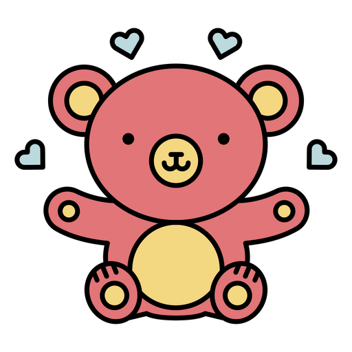 Urso fofo enviando corações de amor Desenho PNG