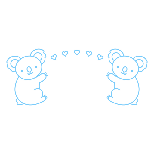 Lindos koalas enviando corazones de amor Diseño PNG