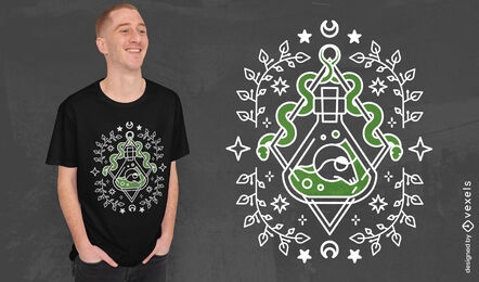 Diseño de camiseta de poción de serpiente esotérica.