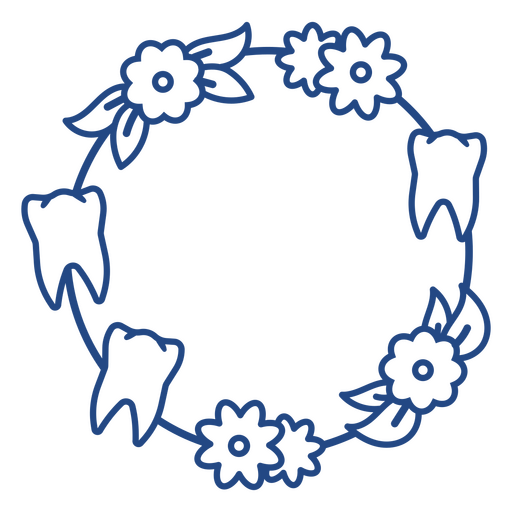 Dente molar com ícone de ornamento floral Desenho PNG