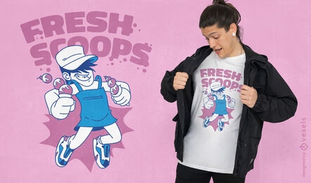 Fresh scoops ice cream boy t-shirt design