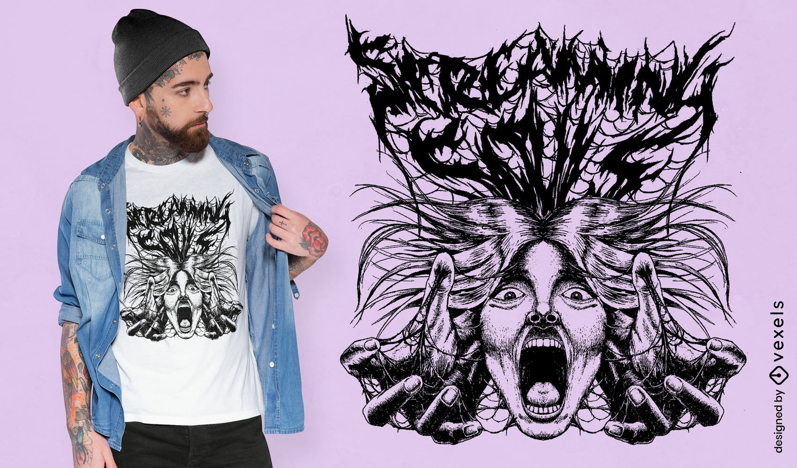 Design de camiseta desenhada à mão de horror halloween