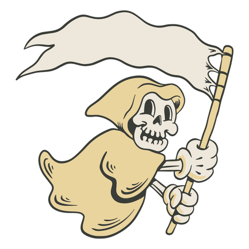 Grim reaper dibujos animados retro de Halloween Diseño PNG