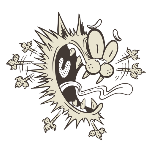 Dibujos animados retro gato asustado de Halloween Diseño PNG