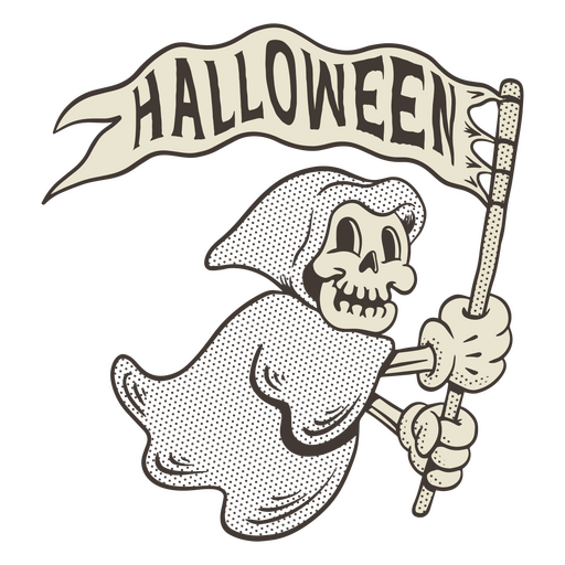 Halloween-Sensenmann Retro-Cartoon PNG-Design