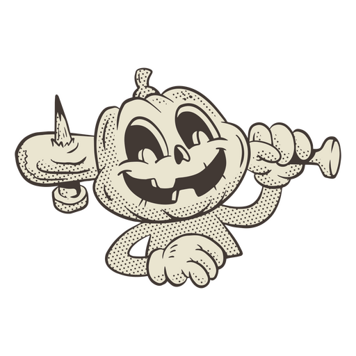 Pumpkin monster retro cartoon PNG Design
