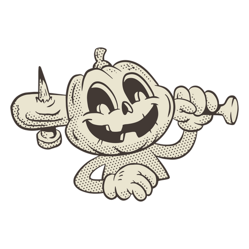 Retro-Cartoon des Kürbismonsters PNG-Design