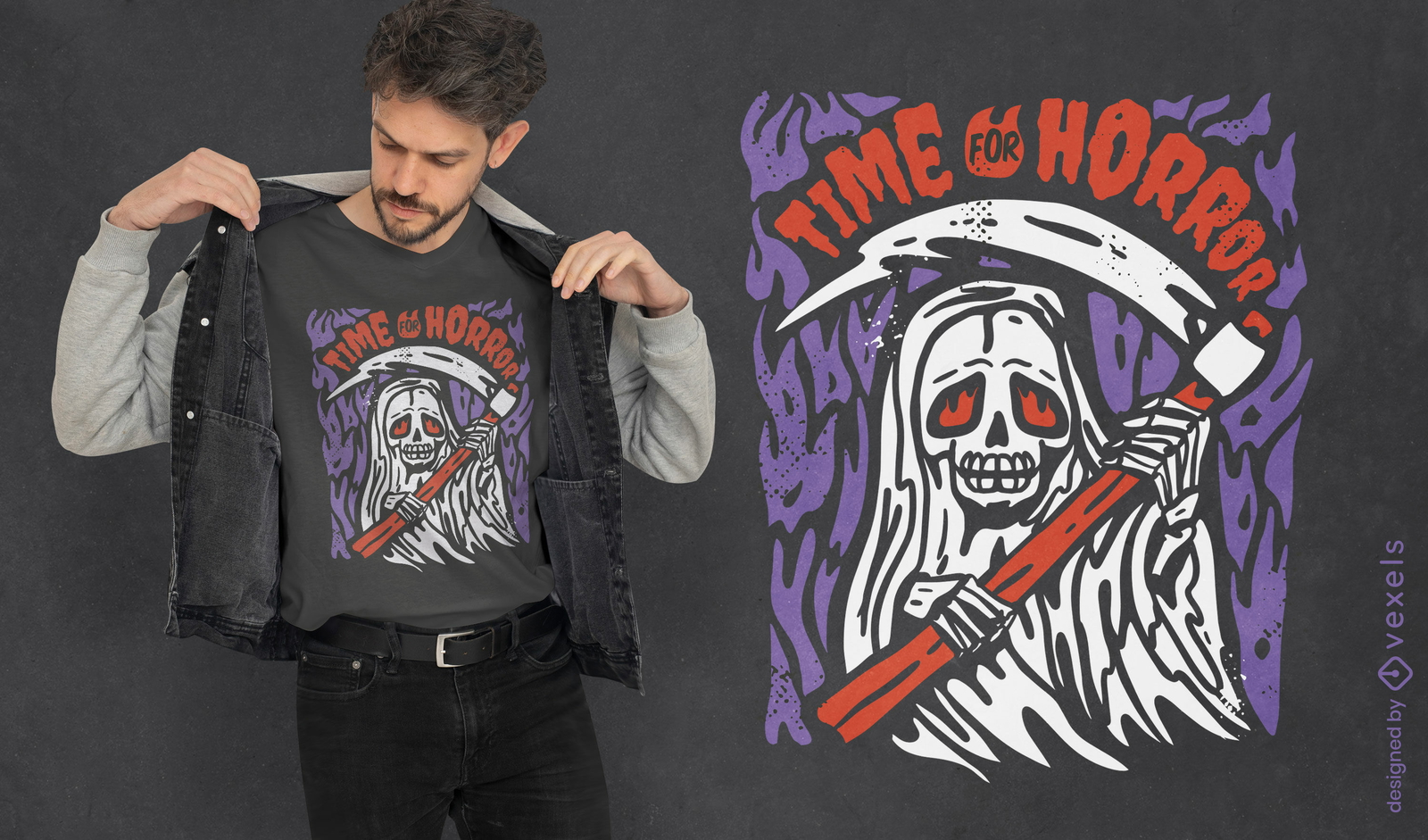 Hora del horror Diseño de camiseta de parca de Halloween