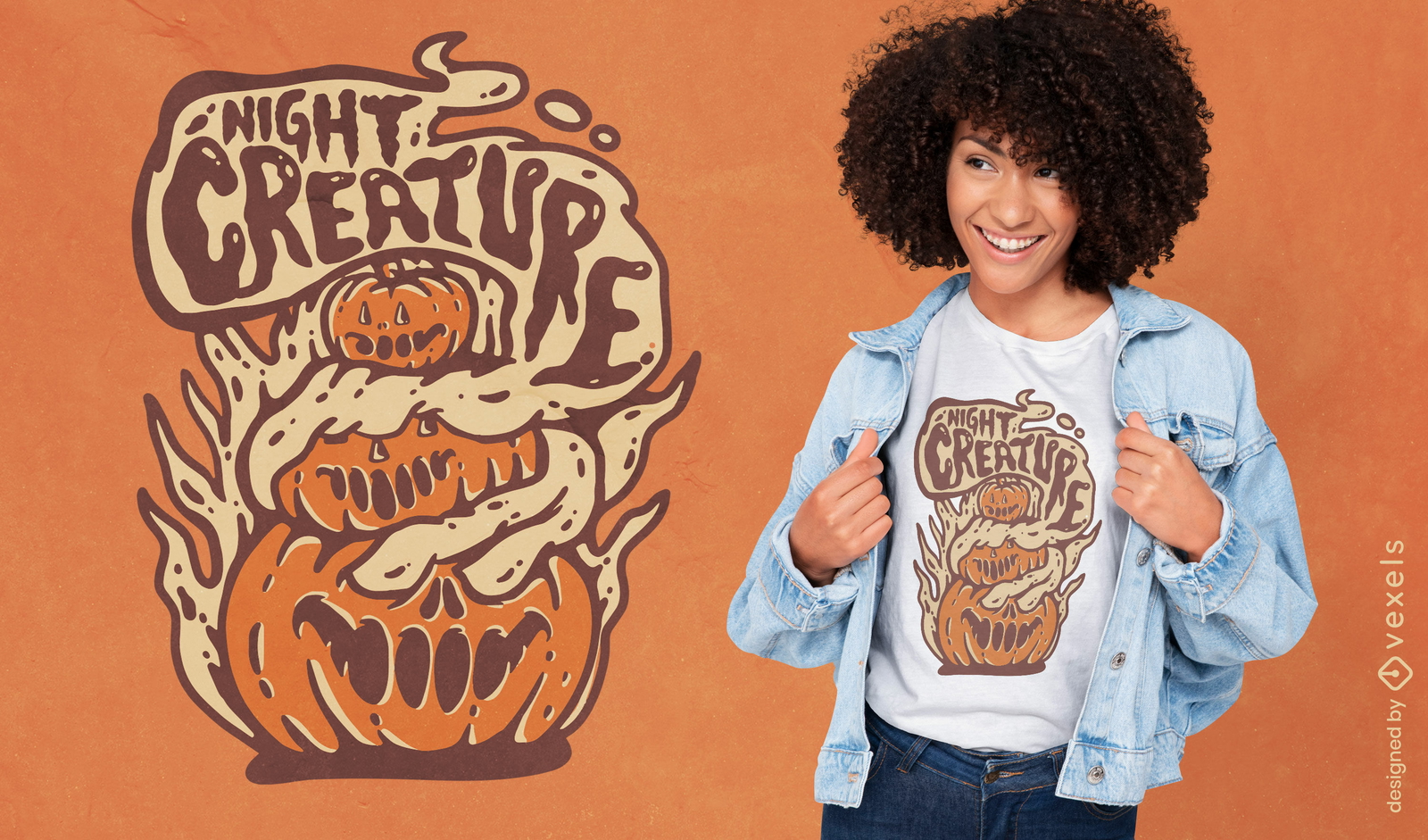 Design de camiseta de citação de criatura da noite de Halloween