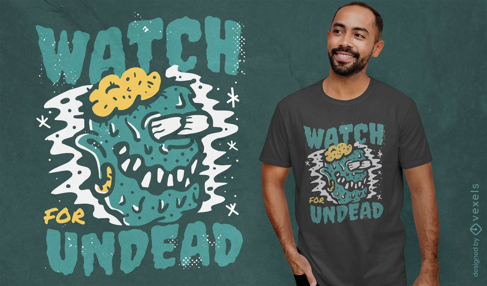 Design de camiseta com citação de Halloween de mortos-vivos