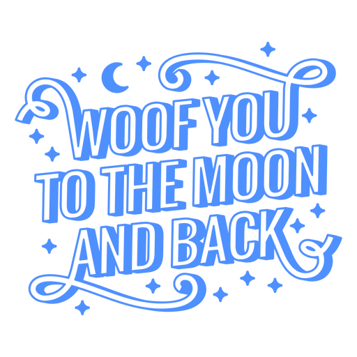 Woof moon animal quote stroke PNG Design