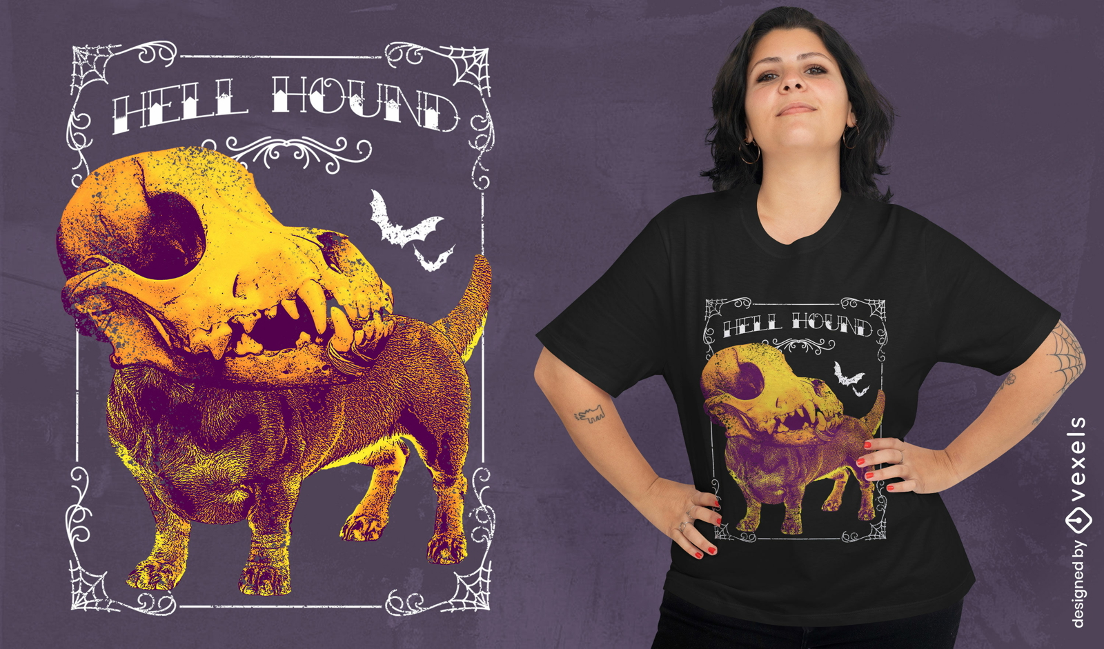 Dog with dinosaur skull t-shirt psd