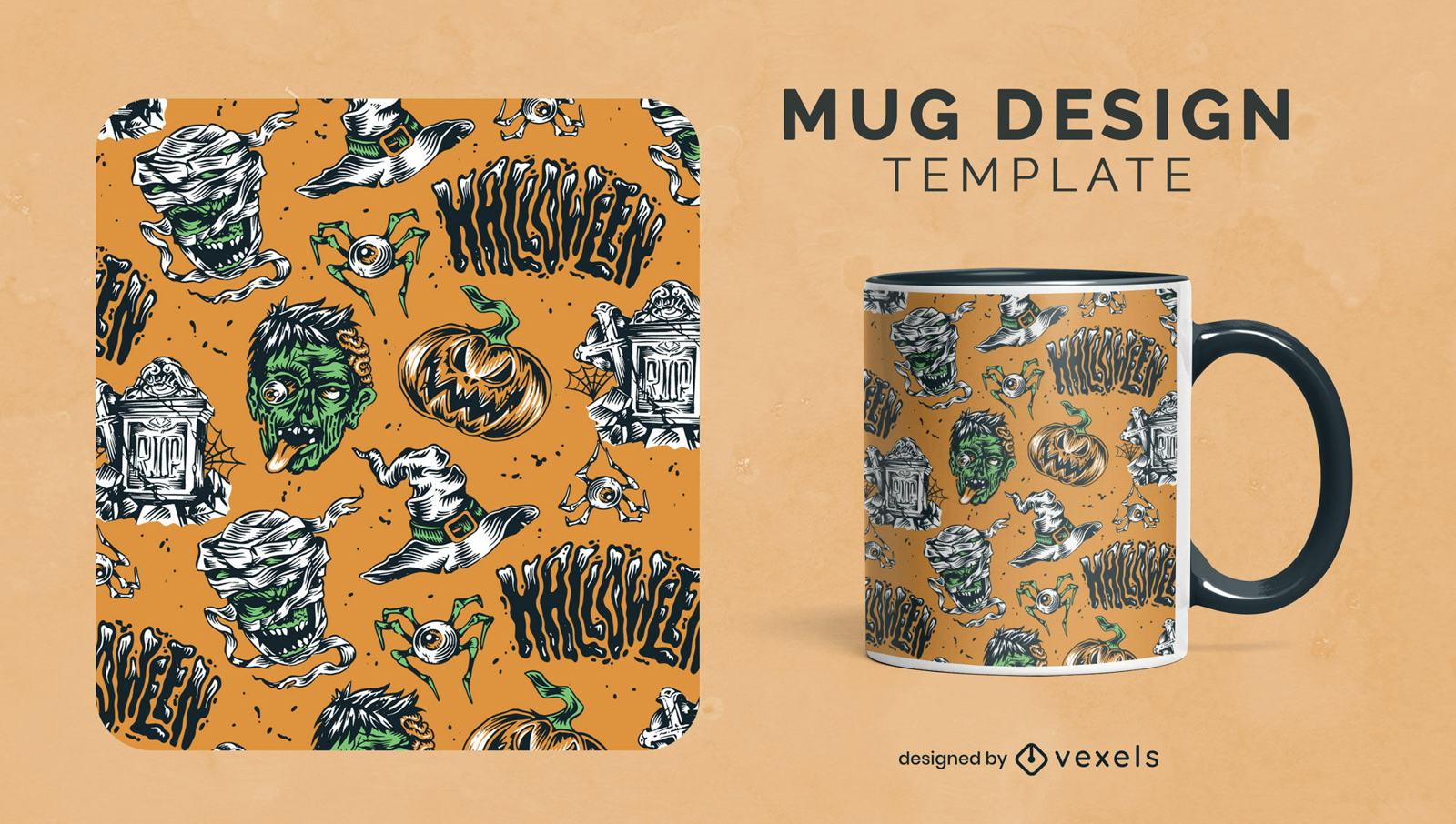 Diseño de taza de monstruos de vacaciones de Halloween