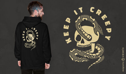 Design de camiseta de caveira de cobra assustadora