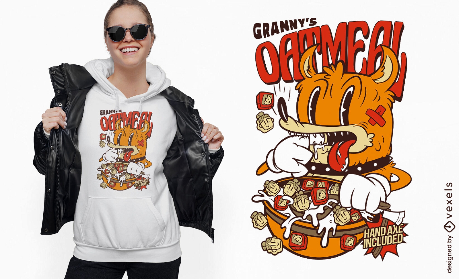 Granny's oatmeal horror cartoon t-shirt design