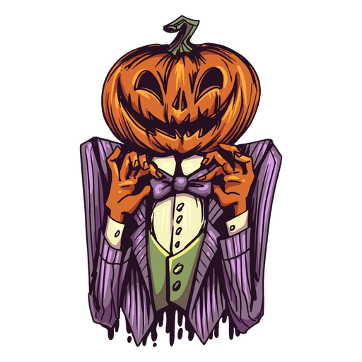 Pumpkin monster Halloween character PNG Design