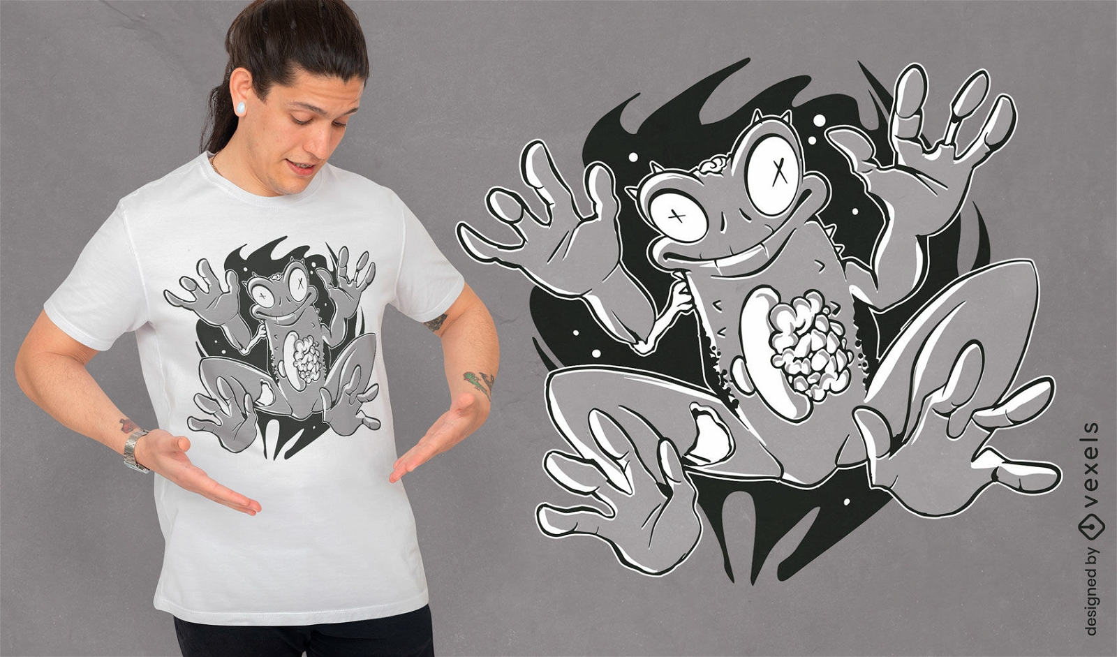 Design de camiseta de monstro de sapo zumbi