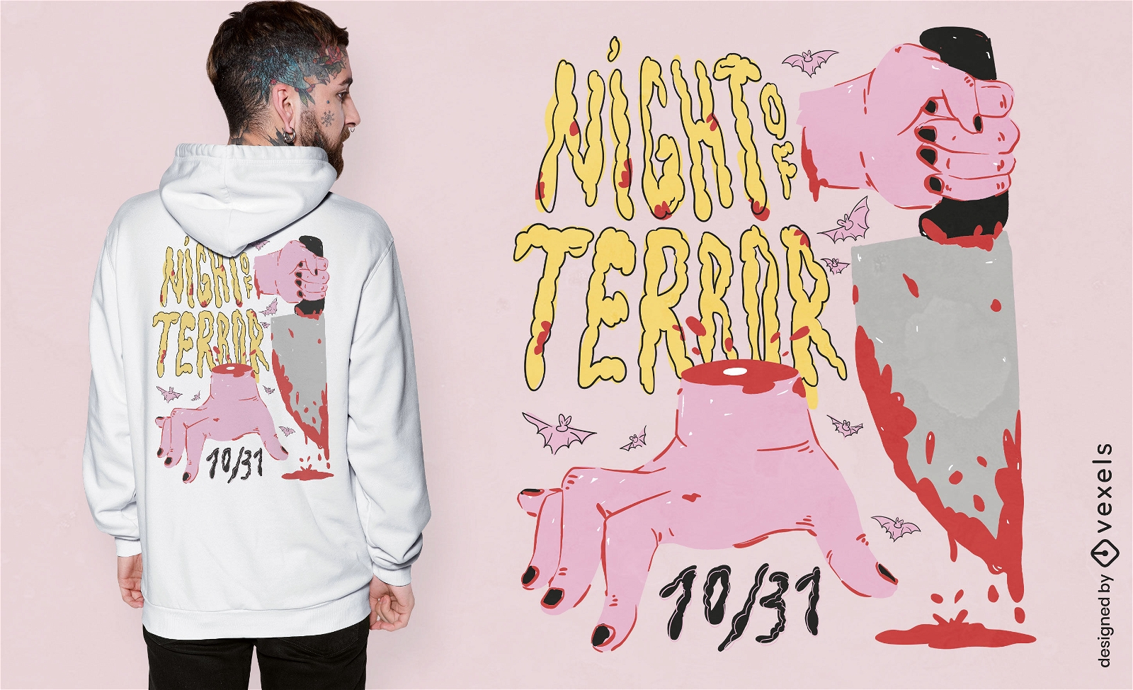 Night of terror bloody t-shirt design