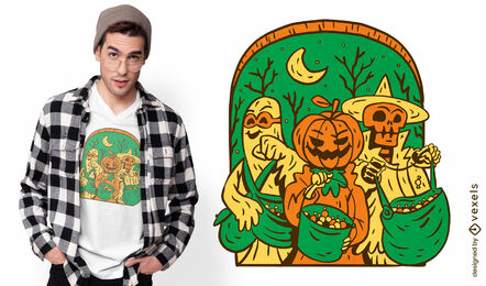 Design de camiseta de monstros doces ou travessuras