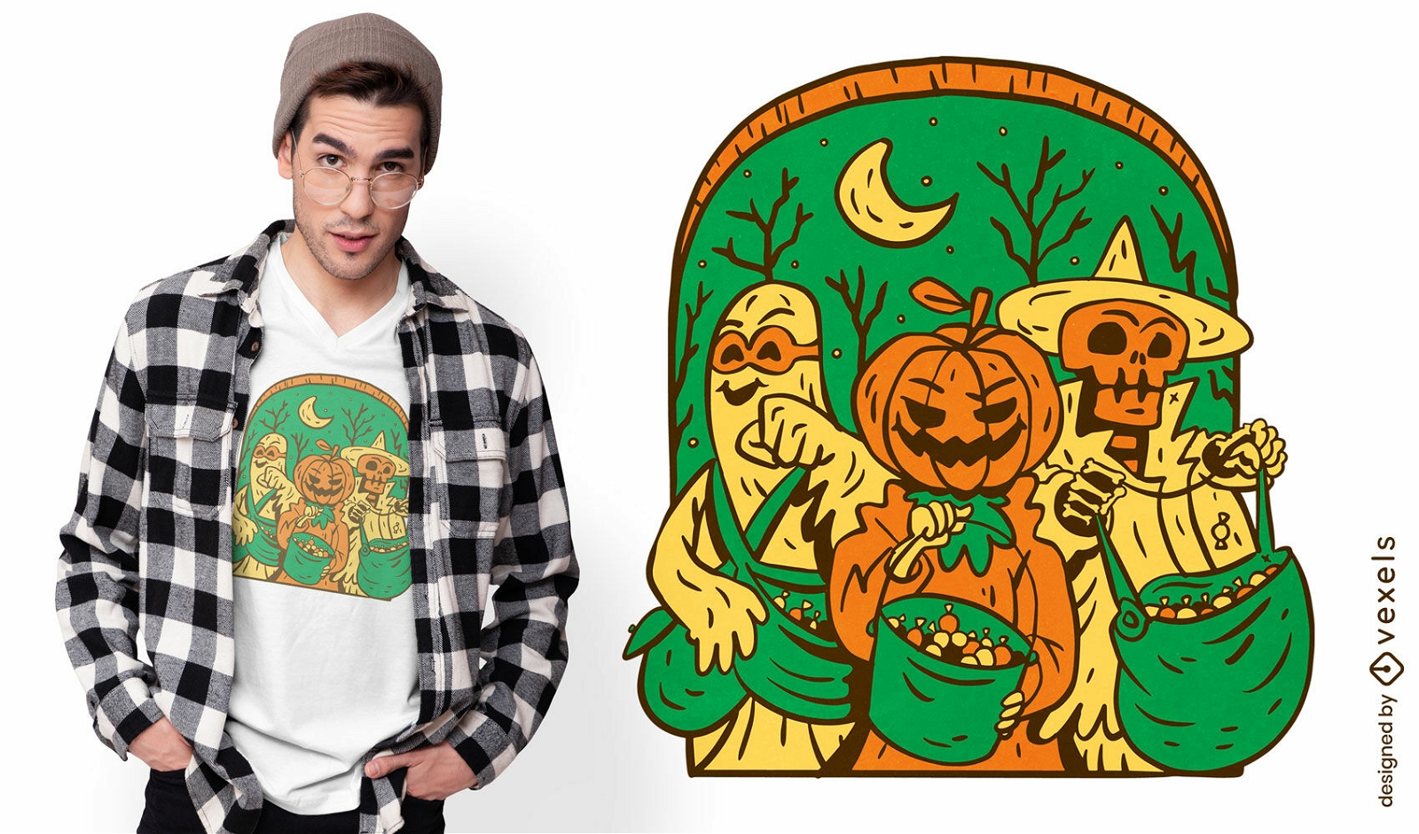 Trick-or-treat monsters t-shirt design